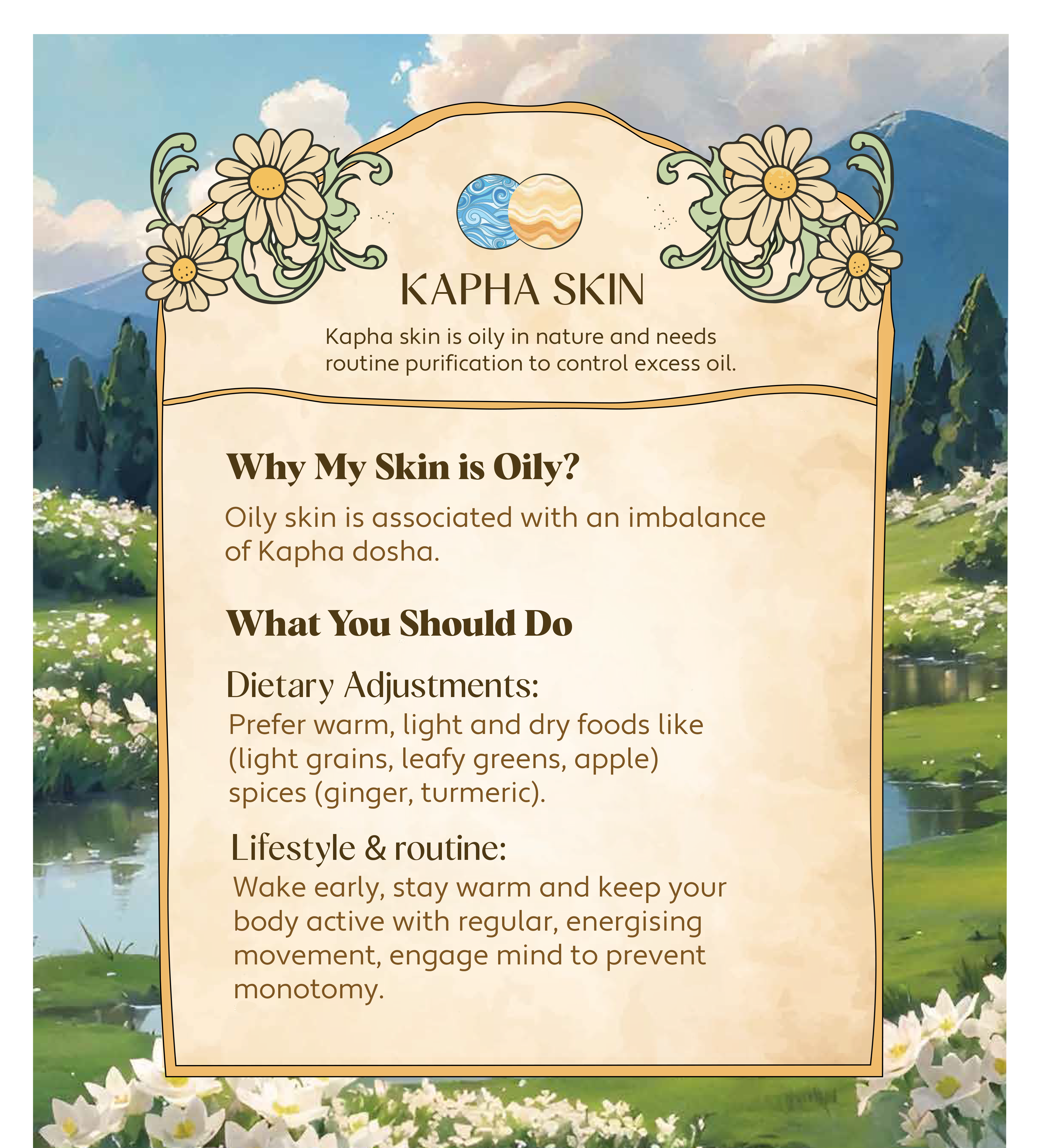 Kanti Lepam Ayurvedic Kapha skin guide handbook page design by NMS Techsavants